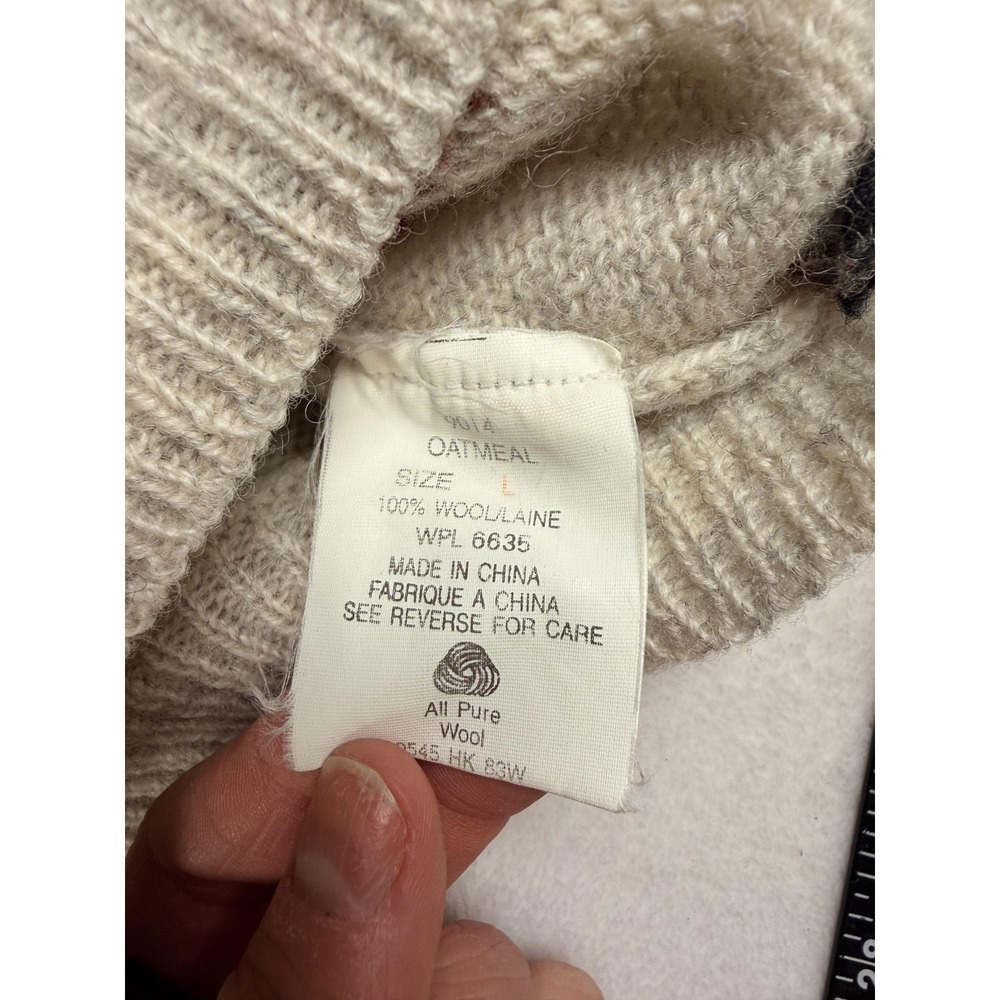 Woolrich Cardigan Sweater Womens Large Beige 100% Wool Fall Harvest Apple Knit - Picture 8 of 16